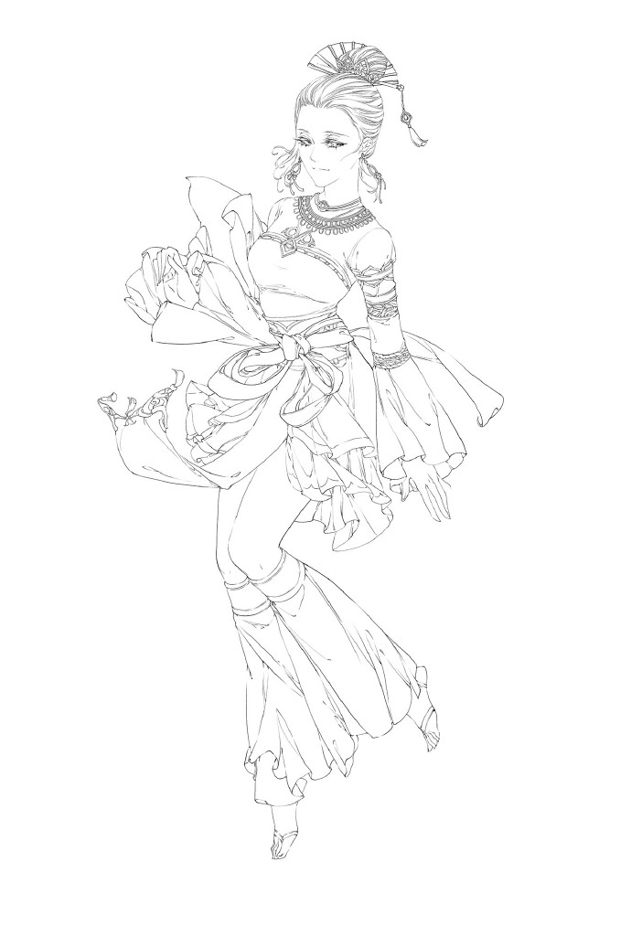 30款古風(fēng)人物線稿圖，古風(fēng)線稿臨摹圖