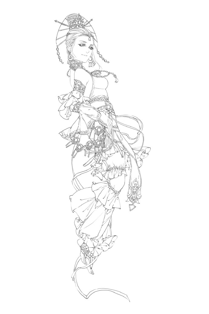 30款古風(fēng)人物線稿圖，古風(fēng)線稿臨摹圖