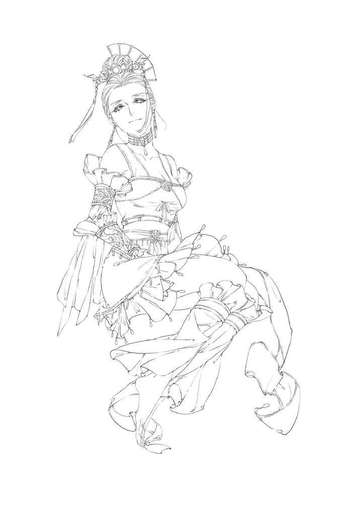 30款古風(fēng)人物線稿圖，古風(fēng)線稿臨摹圖