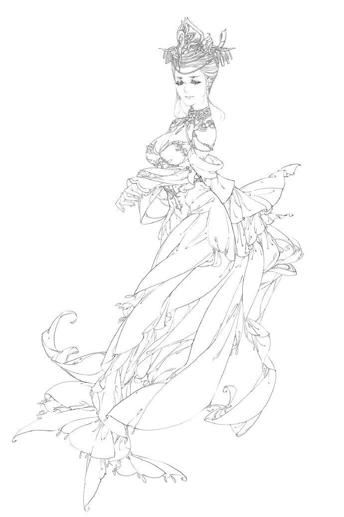 30款古風(fēng)人物線稿圖，古風(fēng)線稿臨摹圖