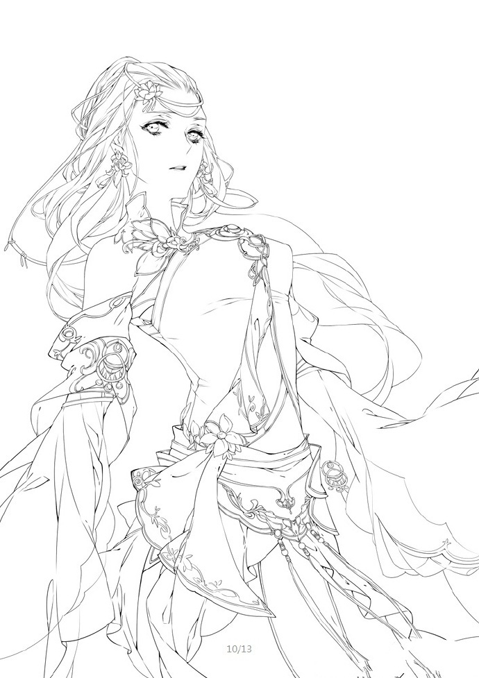 30款古風(fēng)人物線稿圖，古風(fēng)線稿臨摹圖