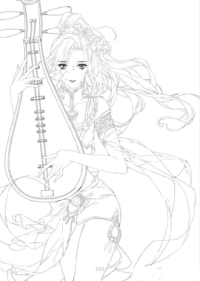 30款古風(fēng)人物線稿圖，古風(fēng)線稿臨摹圖