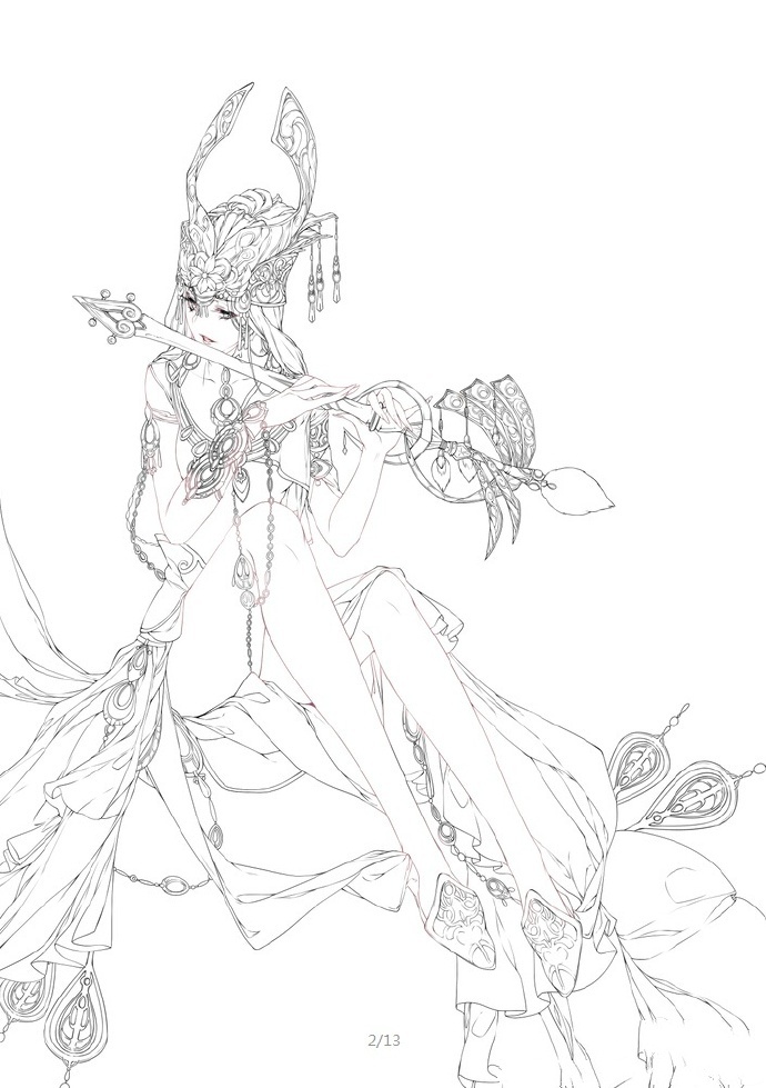 30款古風(fēng)人物線稿圖，古風(fēng)線稿臨摹圖