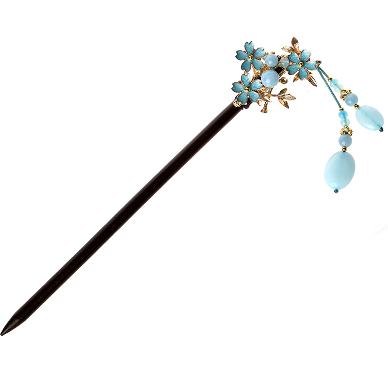 藍(lán)色小花發(fā)簪，清秀雅致的古風(fēng)頭飾