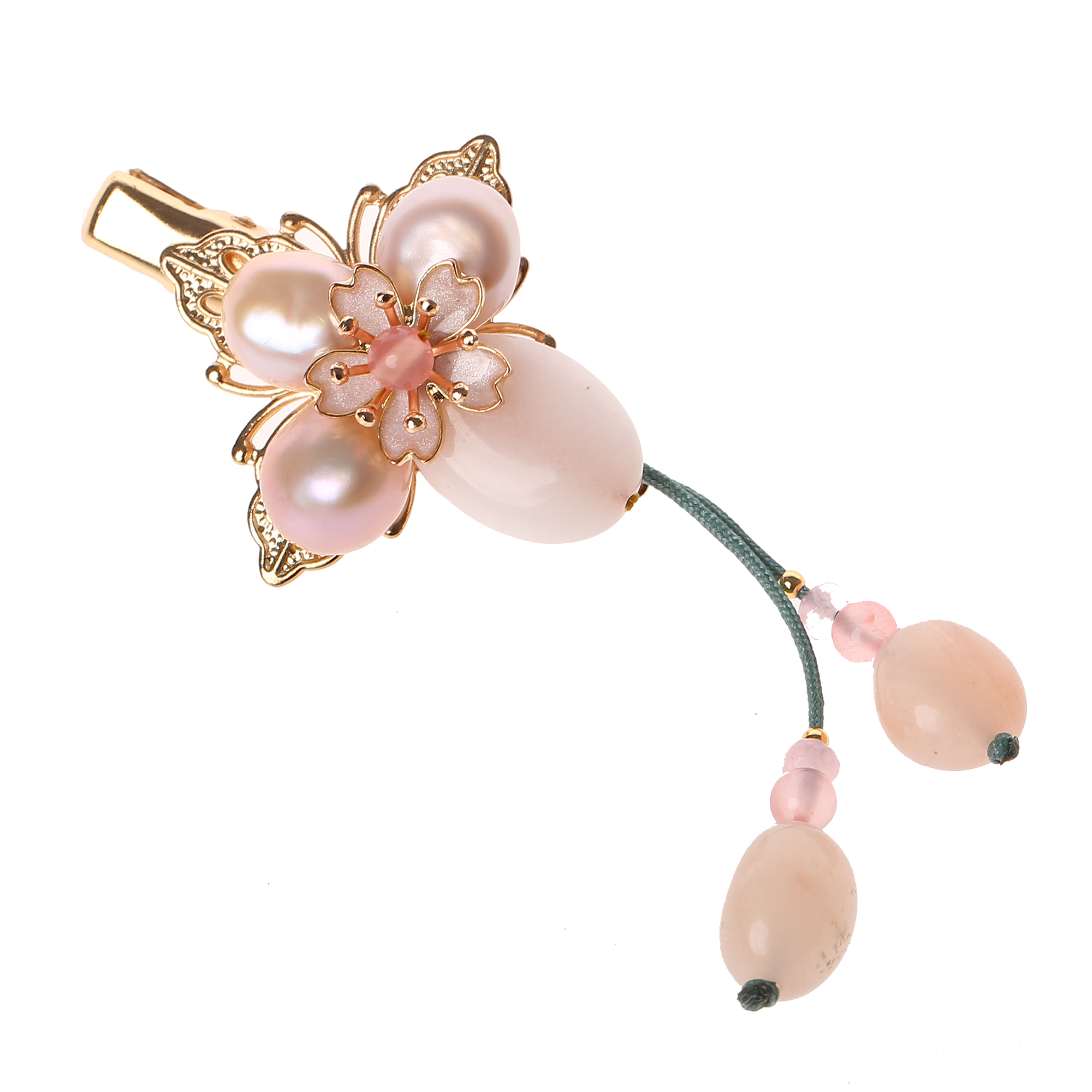 粉嫩珍珠發(fā)夾，淡雅精致的古風(fēng)頭飾