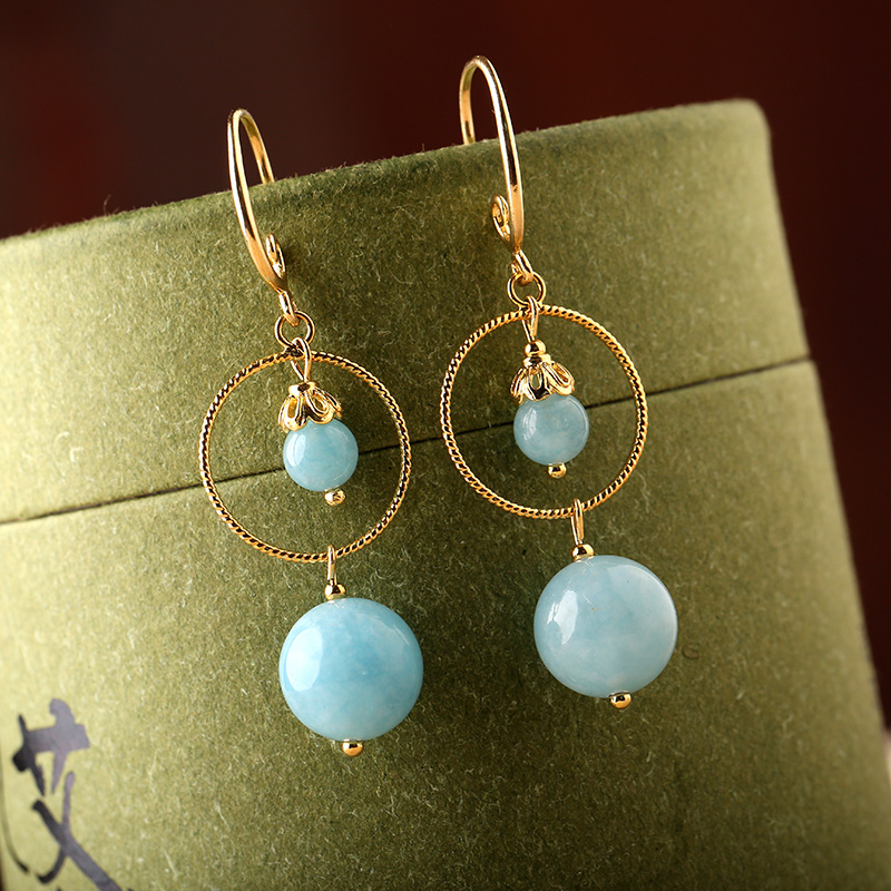 簡約藍色系耳環(huán)，精致唯美的古風首飾