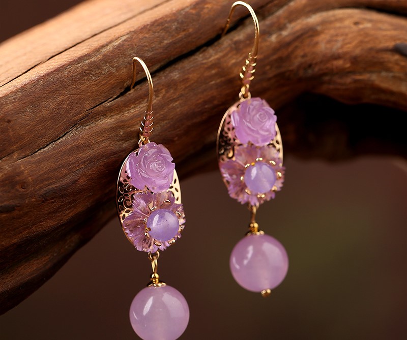 高貴典雅紫色系耳環(huán)，優(yōu)雅嫵媚的古風(fēng)首飾