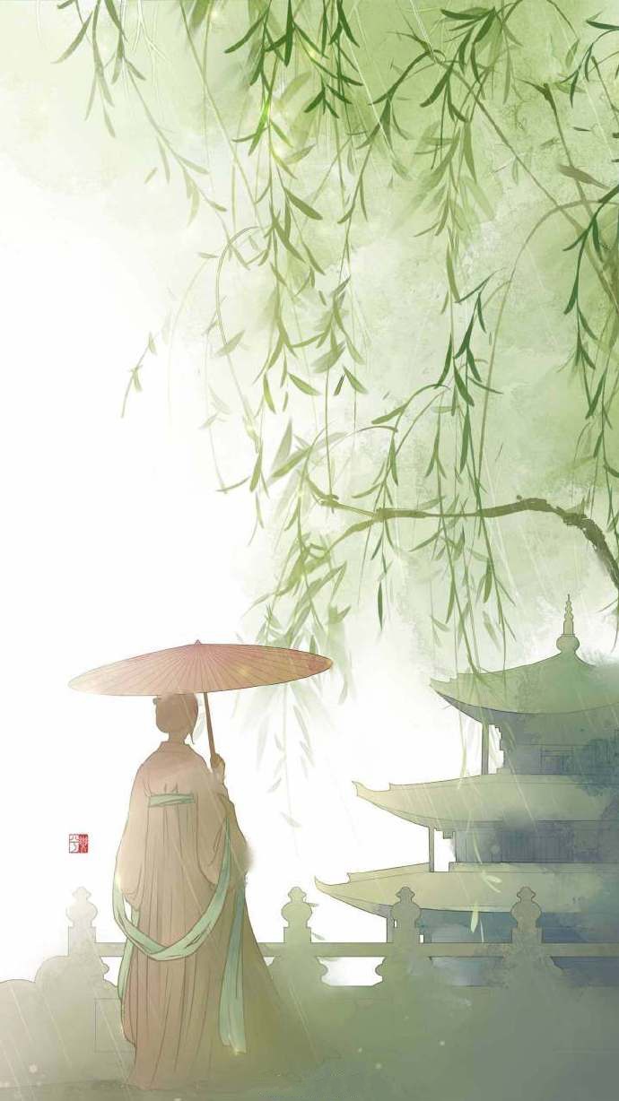 9款淡雅水彩禪意古風背景，古風手機壁紙圖片