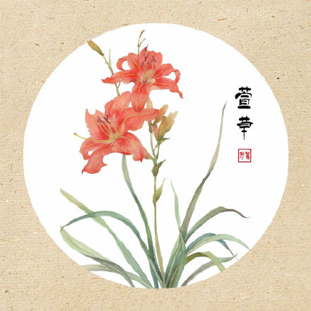 清新古風(fēng)花卉插畫，可作頭像的花卉插畫圖片