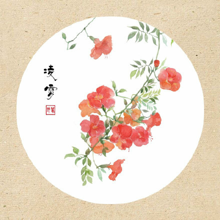 清新古風(fēng)花卉插畫，可作頭像的花卉插畫圖片