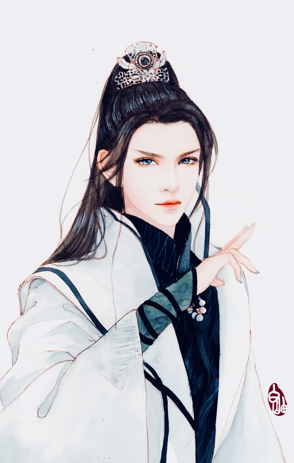 超詳細古風美男上色步驟圖，可收藏做臨摹圖集