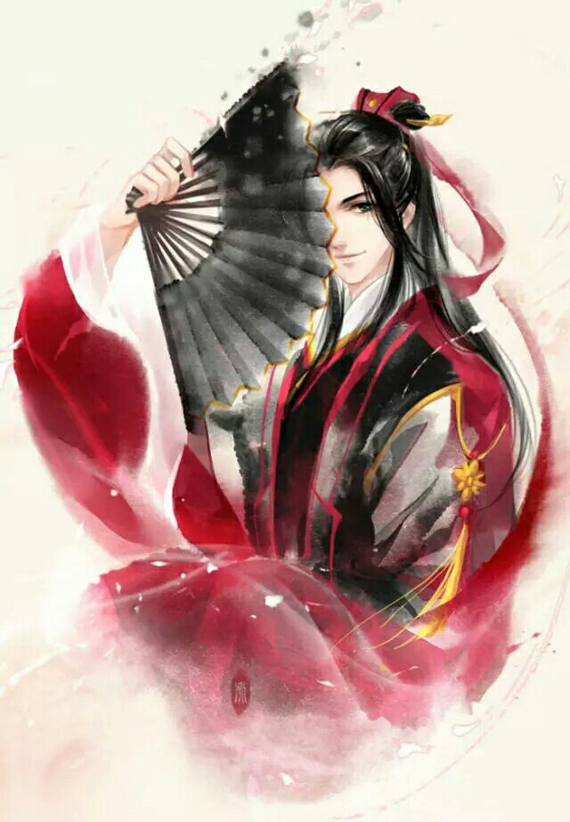 一組帥氣小哥哥古風圖片，手持折扇男生古風圖