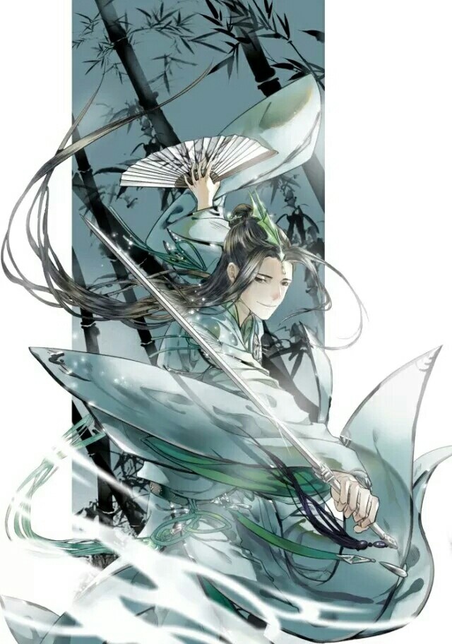 一組帥氣小哥哥古風圖片，手持折扇男生古風圖