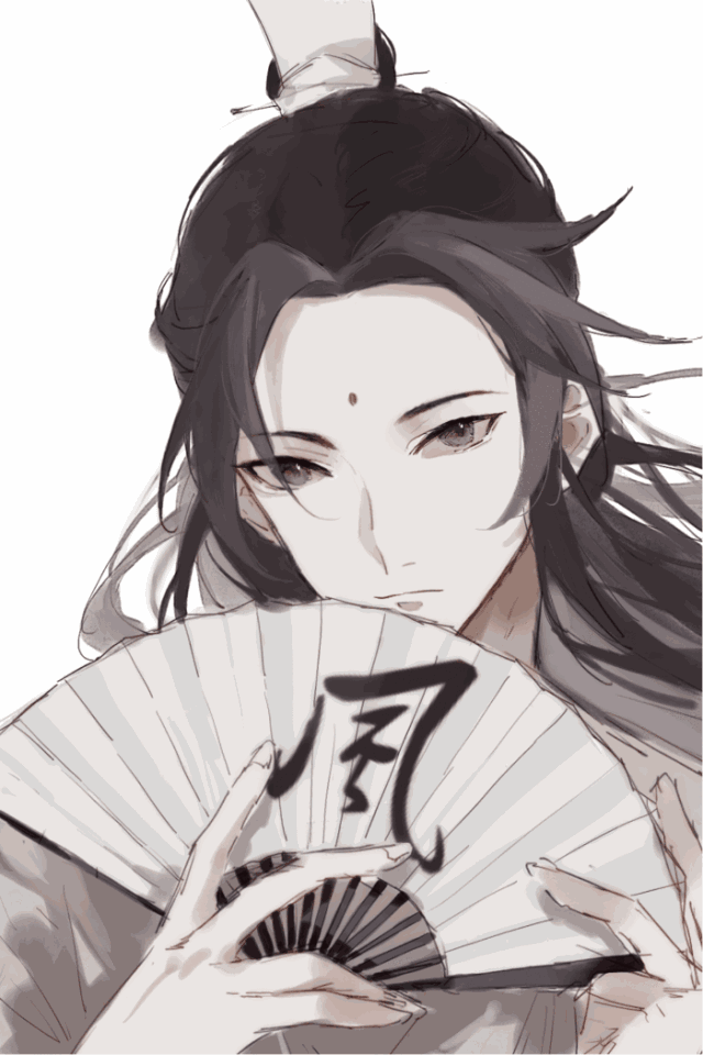 一組帥氣小哥哥古風圖片，手持折扇男生古風圖