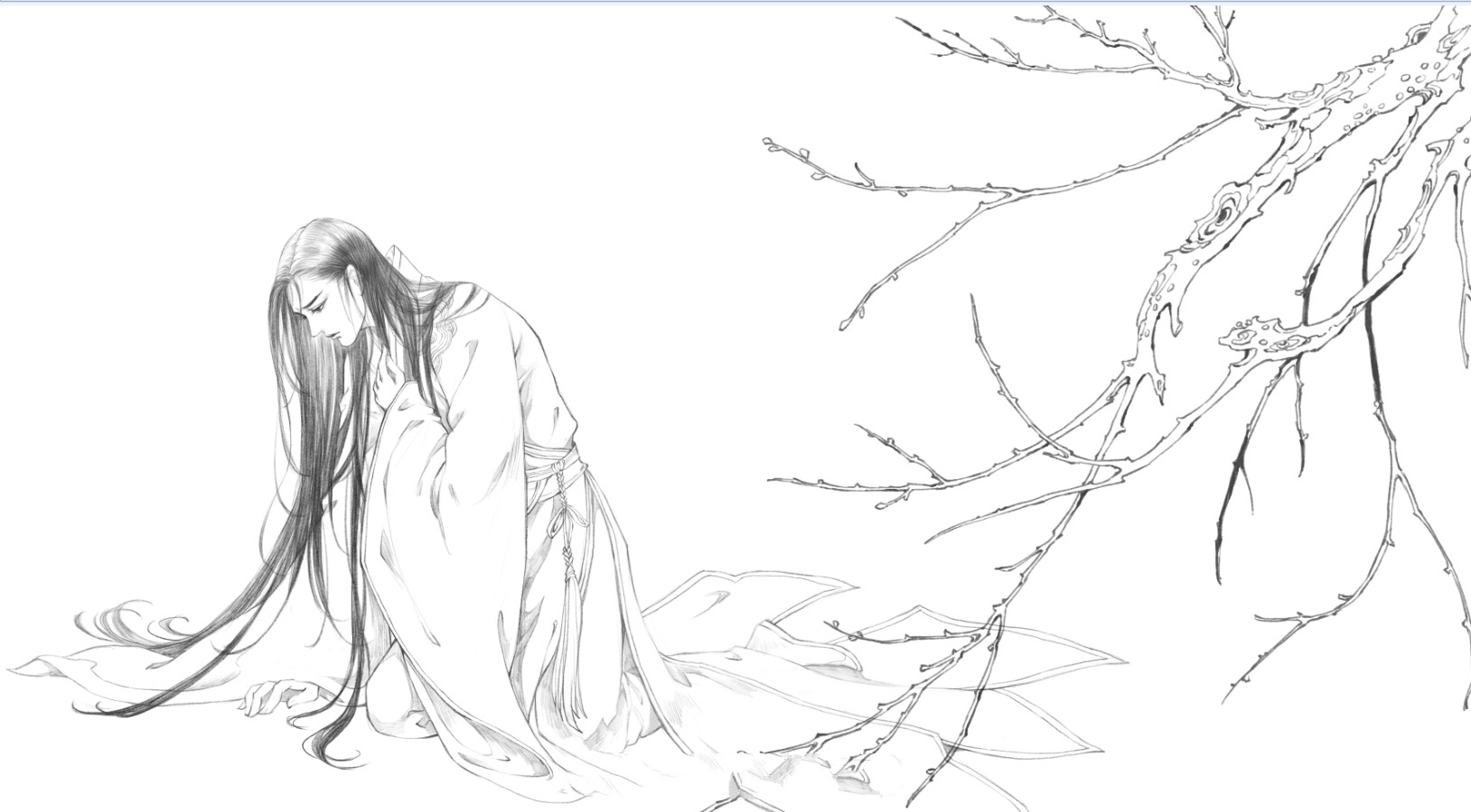 15張超帥古風美男線稿圖，古風人物線稿臨摹圖集