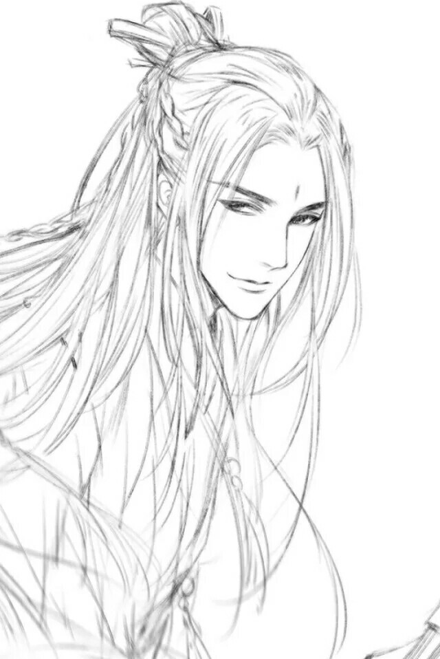 15張超帥古風美男線稿圖，古風人物線稿臨摹圖集