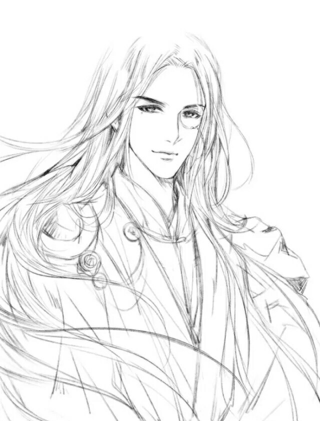 15張超帥古風美男線稿圖，古風人物線稿臨摹圖集