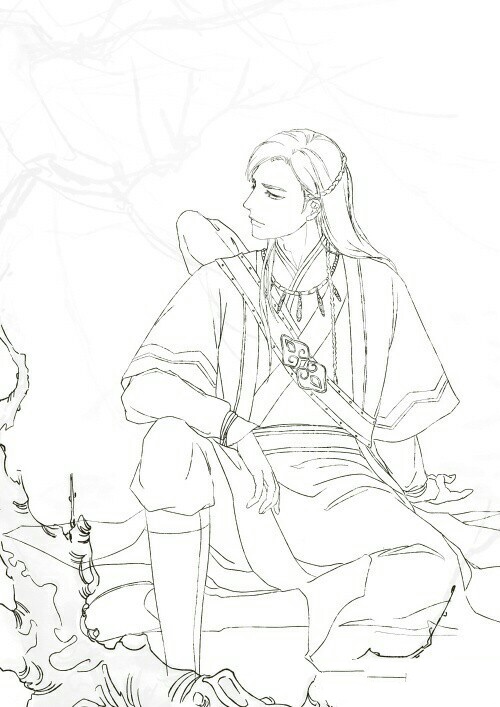 15張超帥古風美男線稿圖，古風人物線稿臨摹圖集