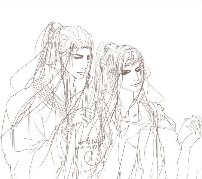 15張超帥古風美男線稿圖，古風人物線稿臨摹圖集