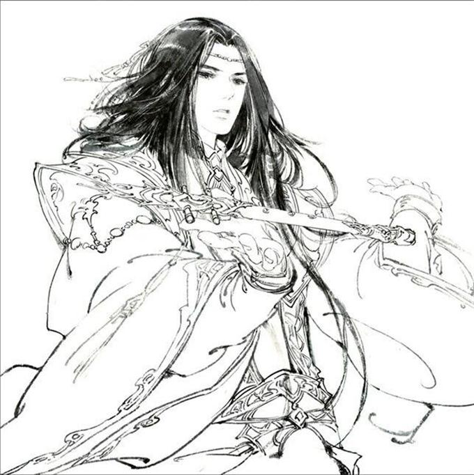 15張超帥古風美男線稿圖，古風人物線稿臨摹圖集