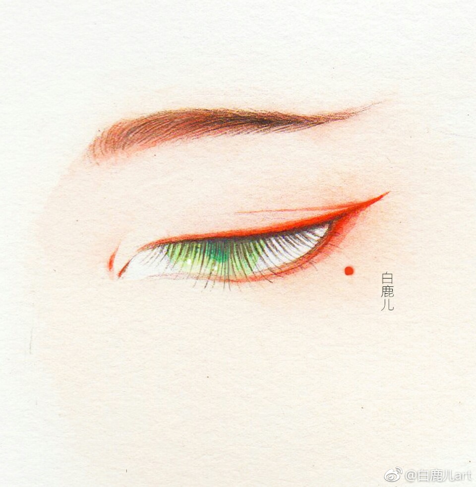 閉眼女子眉眼繪畫圖集，唯美眼睛古風(fēng)圖片