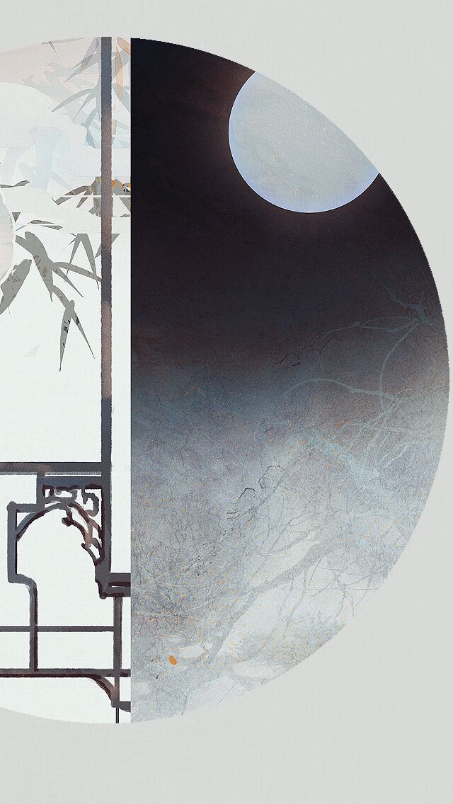 古韻意境之美手機(jī)壁紙，淡雅半圓畫(huà)面古風(fēng)圖片