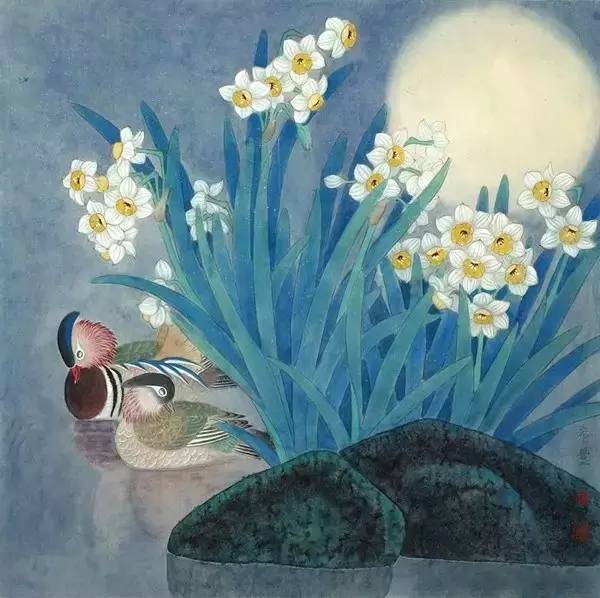 鴛鴦戲水圖集(18張)，好漂亮的國畫圖片