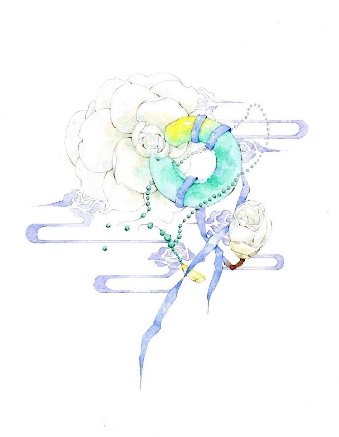 一組古風(fēng)配飾插畫系列，清新唯美古風(fēng)圖片