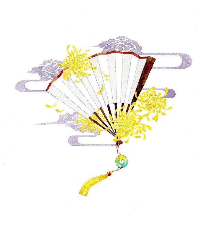 一組古風(fēng)配飾插畫系列，清新唯美古風(fēng)圖片