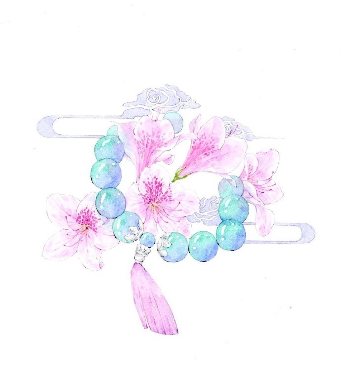 一組古風(fēng)配飾插畫系列，清新唯美古風(fēng)圖片