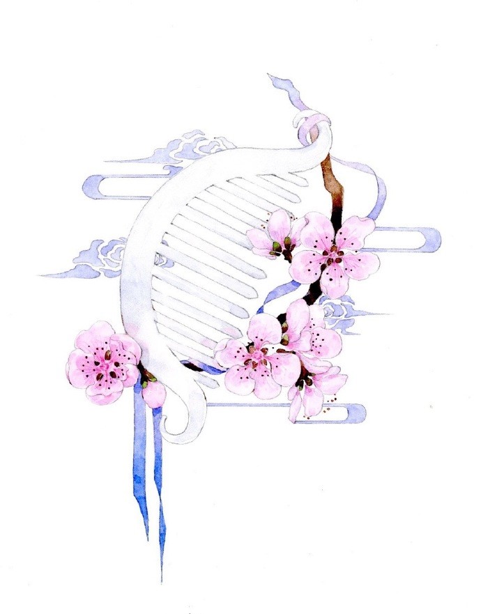 一組古風(fēng)配飾插畫系列，清新唯美古風(fēng)圖片