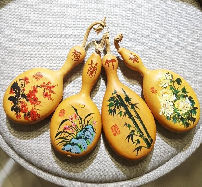 手繪梅蘭菊竹葫蘆，彩繪葫蘆驚艷眾人