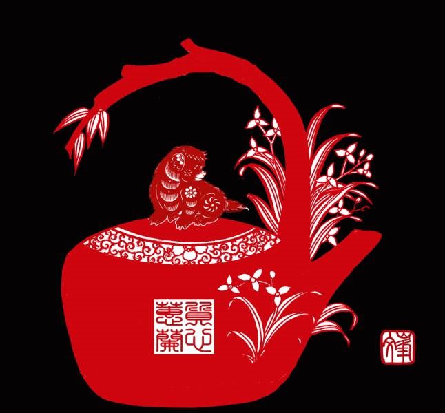 百狗圖剪紙系列(32張)，曹文峰剪紙作品欣賞