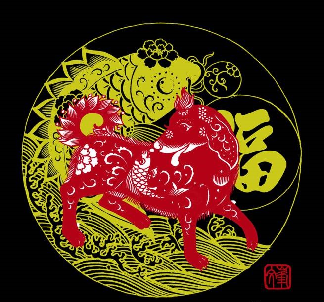 百狗圖剪紙系列(32張)，曹文峰剪紙作品欣賞