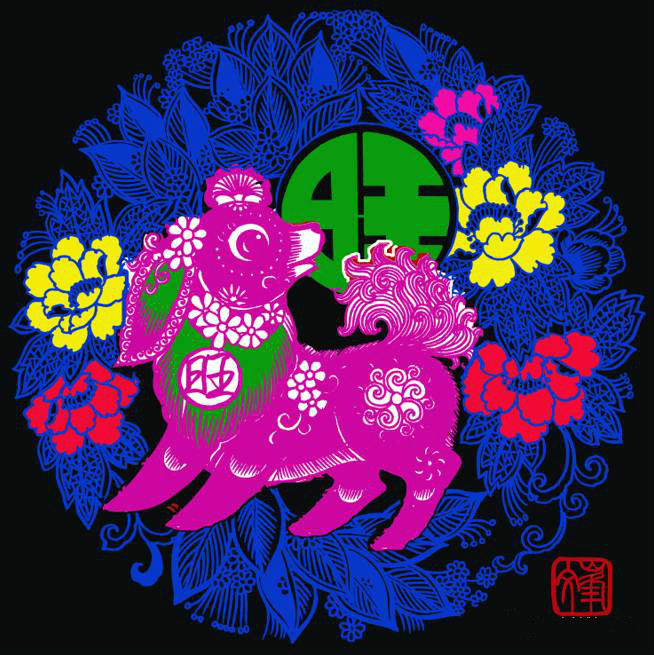 百狗圖剪紙系列(32張)，曹文峰剪紙作品欣賞