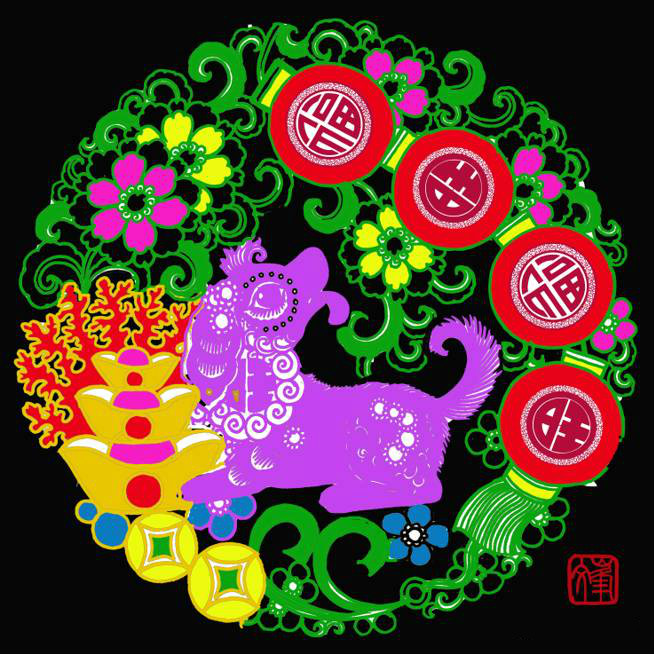 百狗圖剪紙系列(32張)，曹文峰剪紙作品欣賞