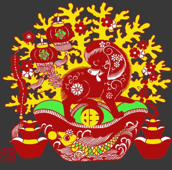 百狗圖剪紙系列(32張)，曹文峰剪紙作品欣賞