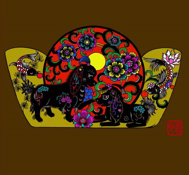 百狗圖剪紙系列(32張)，曹文峰剪紙作品欣賞
