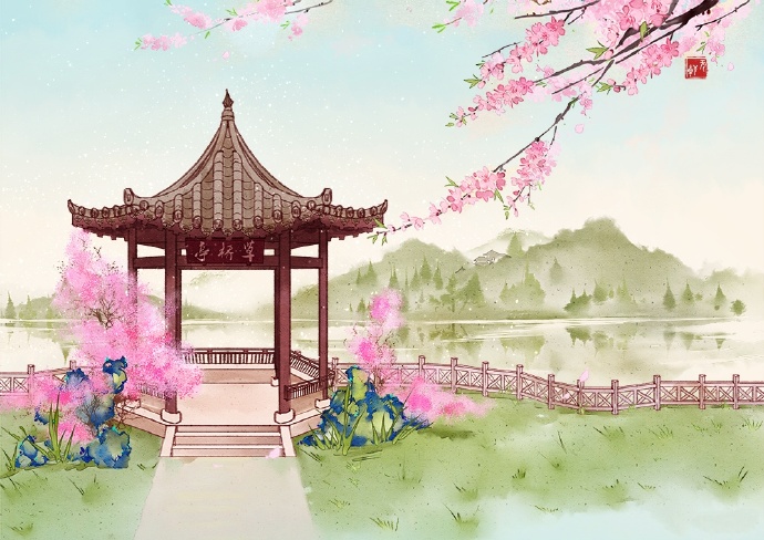 花香滿溢的古風(fēng)圖片，春天意境的唯美古風(fēng)圖片