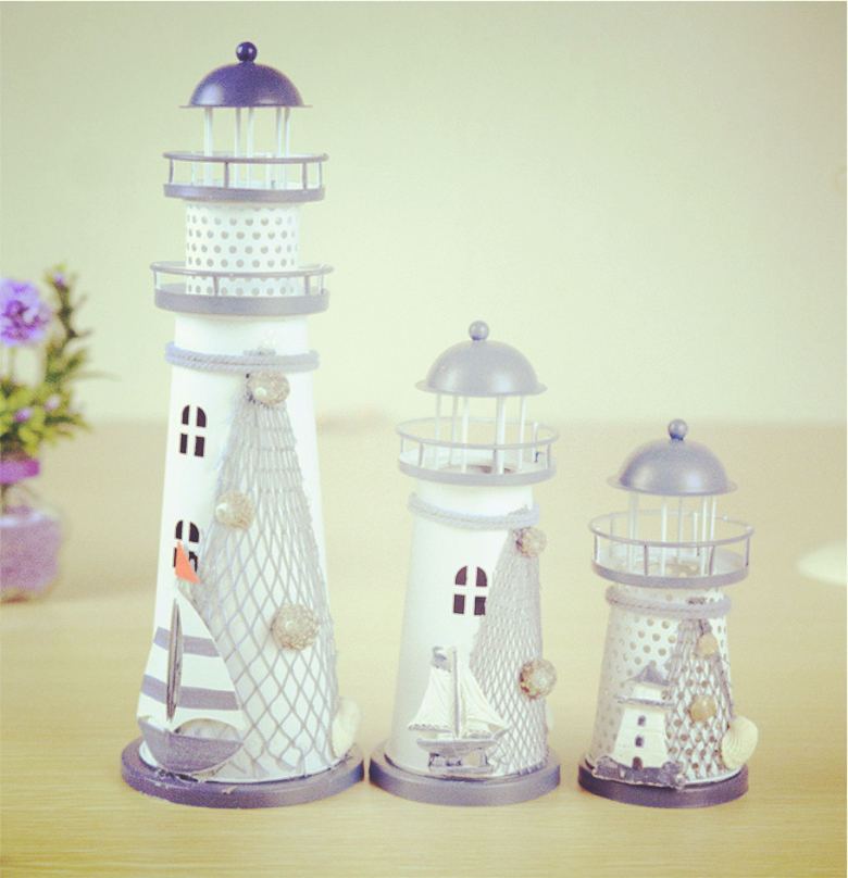 地中海風格創(chuàng)意鐵藝燈塔工藝品