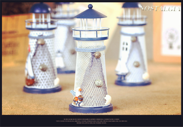 地中海風(fēng)格創(chuàng)意鐵藝燈塔工藝品