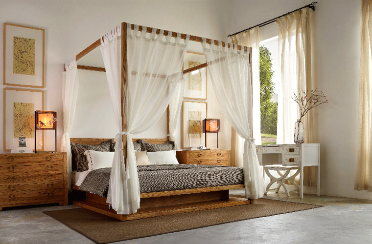 中式簡(jiǎn)約風(fēng)木制架子雙人床