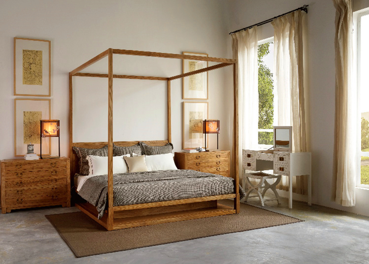 中式簡(jiǎn)約風(fēng)木制架子雙人床