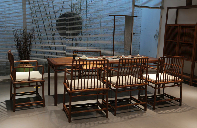 禪意實(shí)木新中式茶桌椅榆木組合