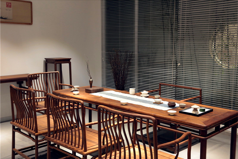 禪意實(shí)木新中式茶桌椅榆木組合