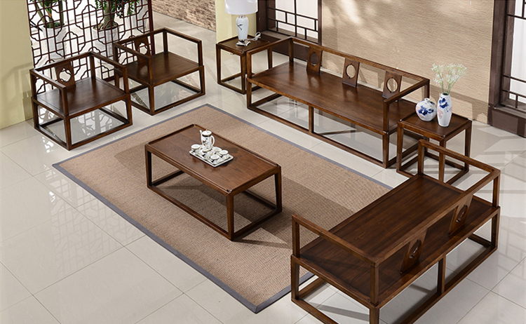 仿古禪意簡(jiǎn)約實(shí)木沙發(fā)組合