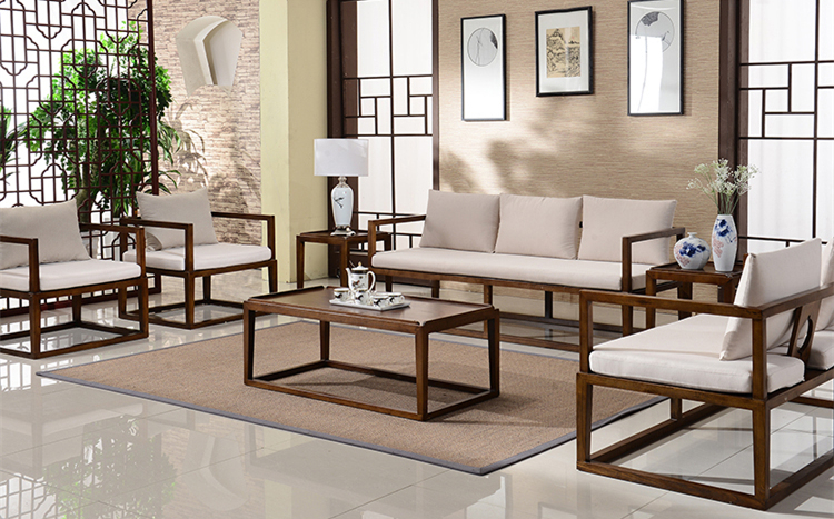 仿古禪意簡(jiǎn)約實(shí)木沙發(fā)組合