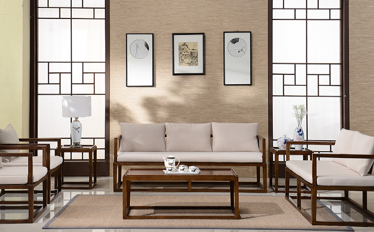 仿古禪意簡(jiǎn)約實(shí)木沙發(fā)組合