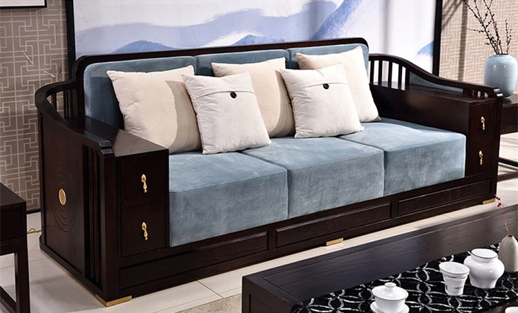 中式沙發(fā)組合現(xiàn)代客廳實(shí)木沙發(fā)