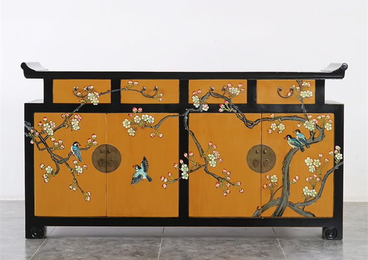 新中式家具實木手繪翹頭玄關柜